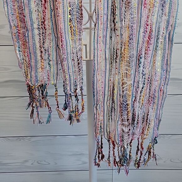 Unbranded multicolor summer scarf with fringe 70" length - Picture 3 of 5